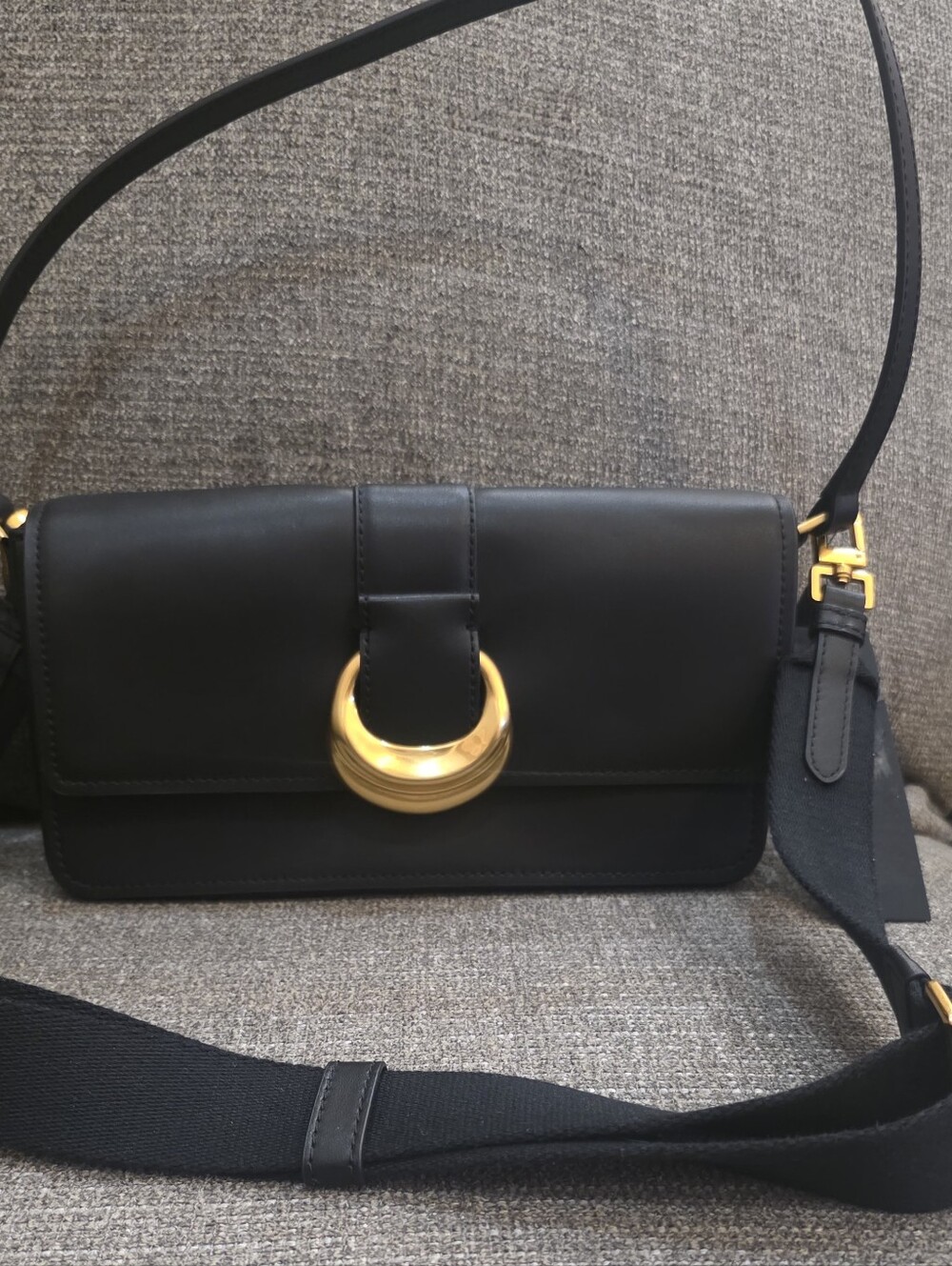 Donna Karan Valley Stream Leather Buckle Shoulder with Removable Strap